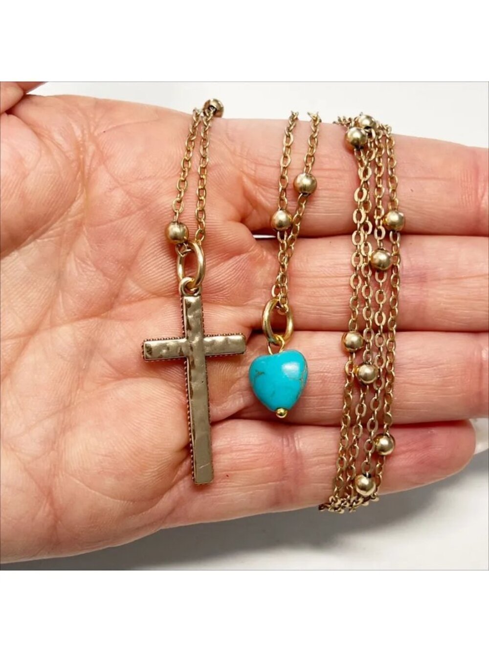 Katia Designs "Trust" Cross Dainty Necklace Goldtone